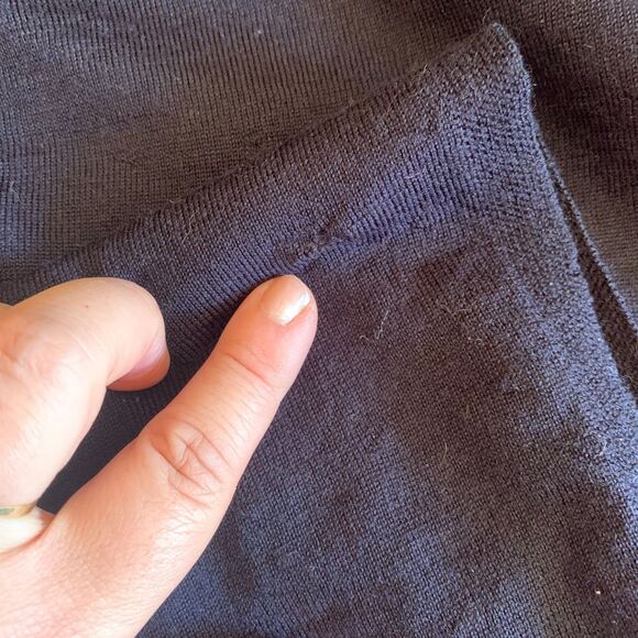 COS 100% Merino Wool Navy Blue Knit Long Sleeve Drop Waist Sweater Dress Sz S* - Picture 7 of 9